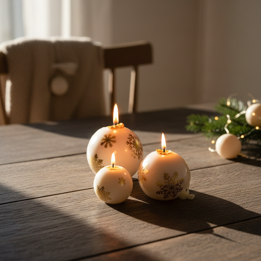 Snowflake Bauble Candles Gift Box- Set of 3